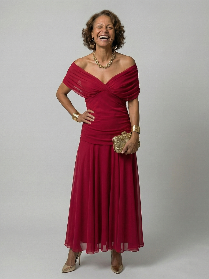 Żaneta | Robe midi à épaules dénudées