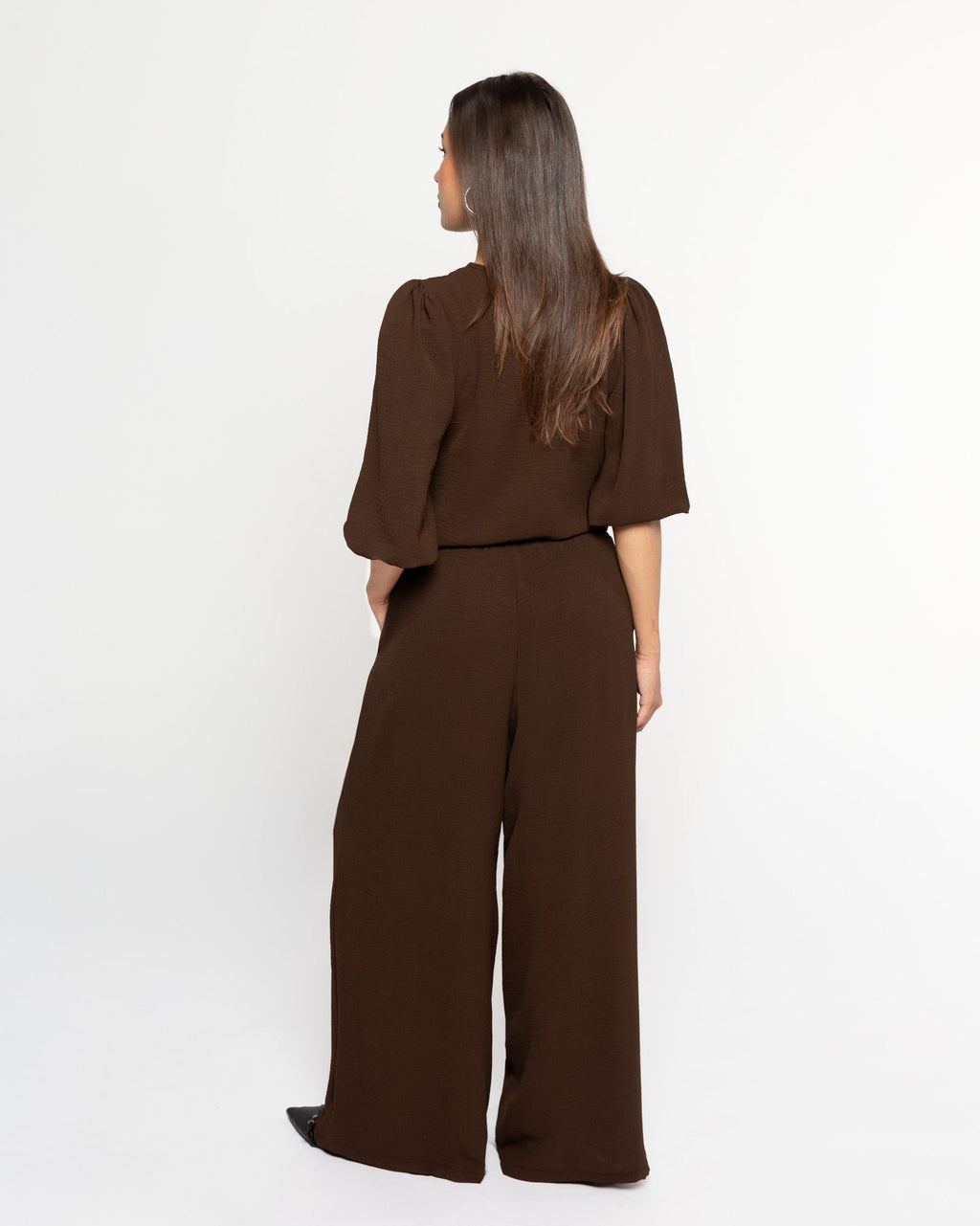 JULIE | Pantalon Brun à Jambes Larges