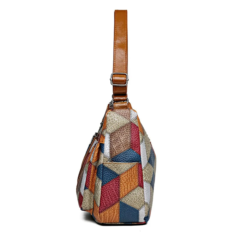 Sylwana – Elegante patchworktas van hoogwaardig veganistisch leer