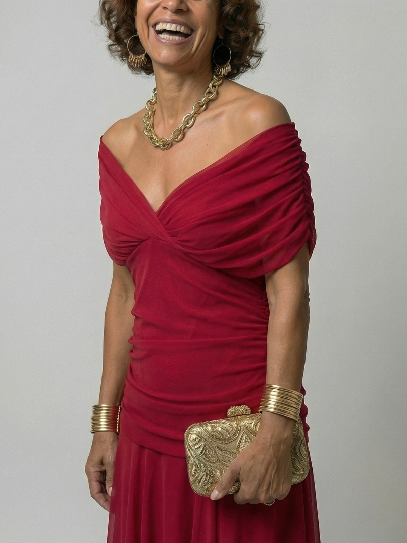 Żaneta | Robe midi à épaules dénudées