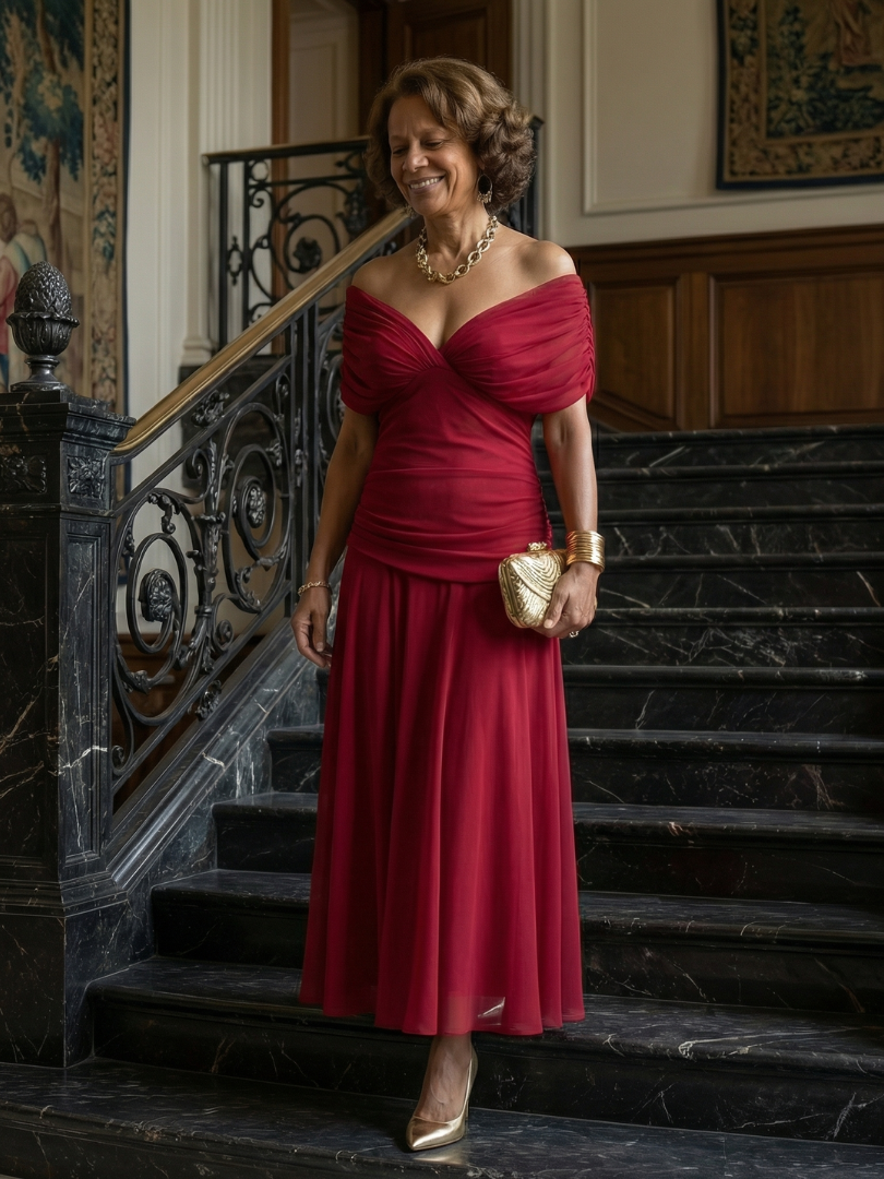 Żaneta | Robe midi à épaules dénudées