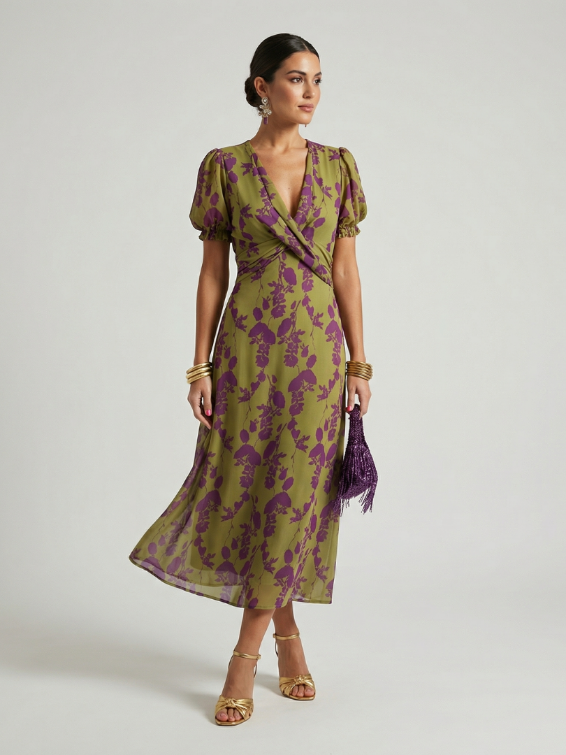 Natalia | Bloemen midi-jurk