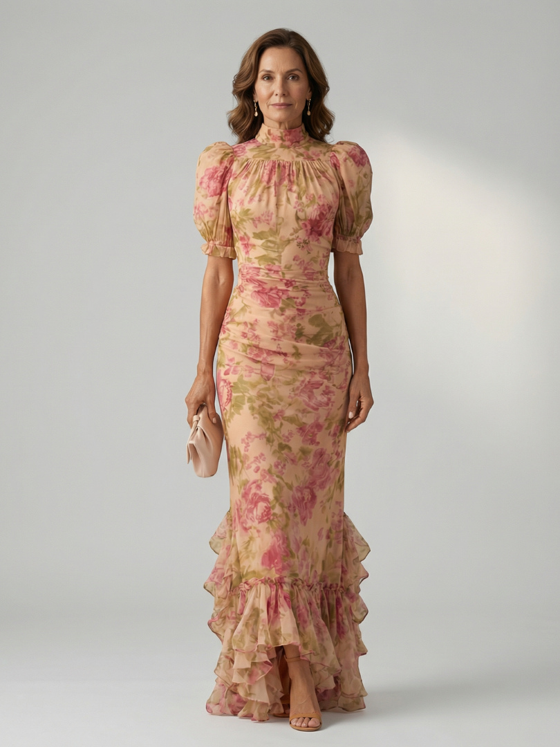 Aleksandra | Robe maxi à encolure haute
