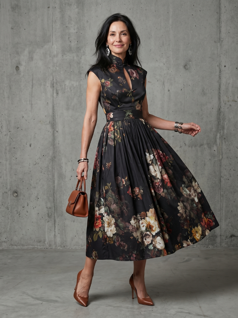 Monika | Robe midi plissée fleurie