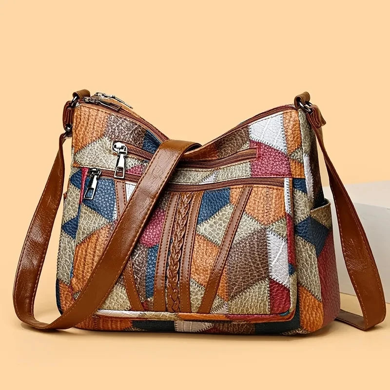 Sylwana – Elegante patchworktas van hoogwaardig veganistisch leer