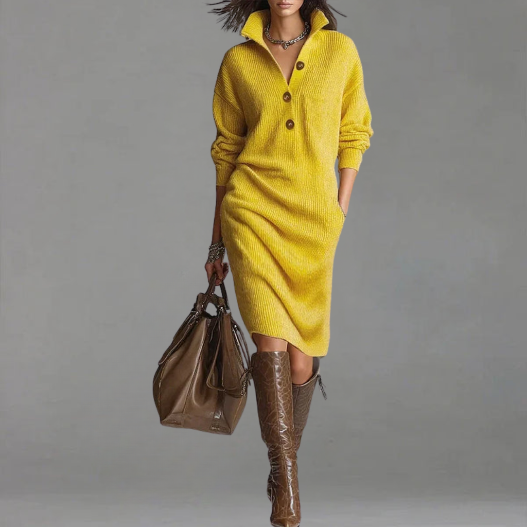 Robe Ada pour femme avec col et boutons