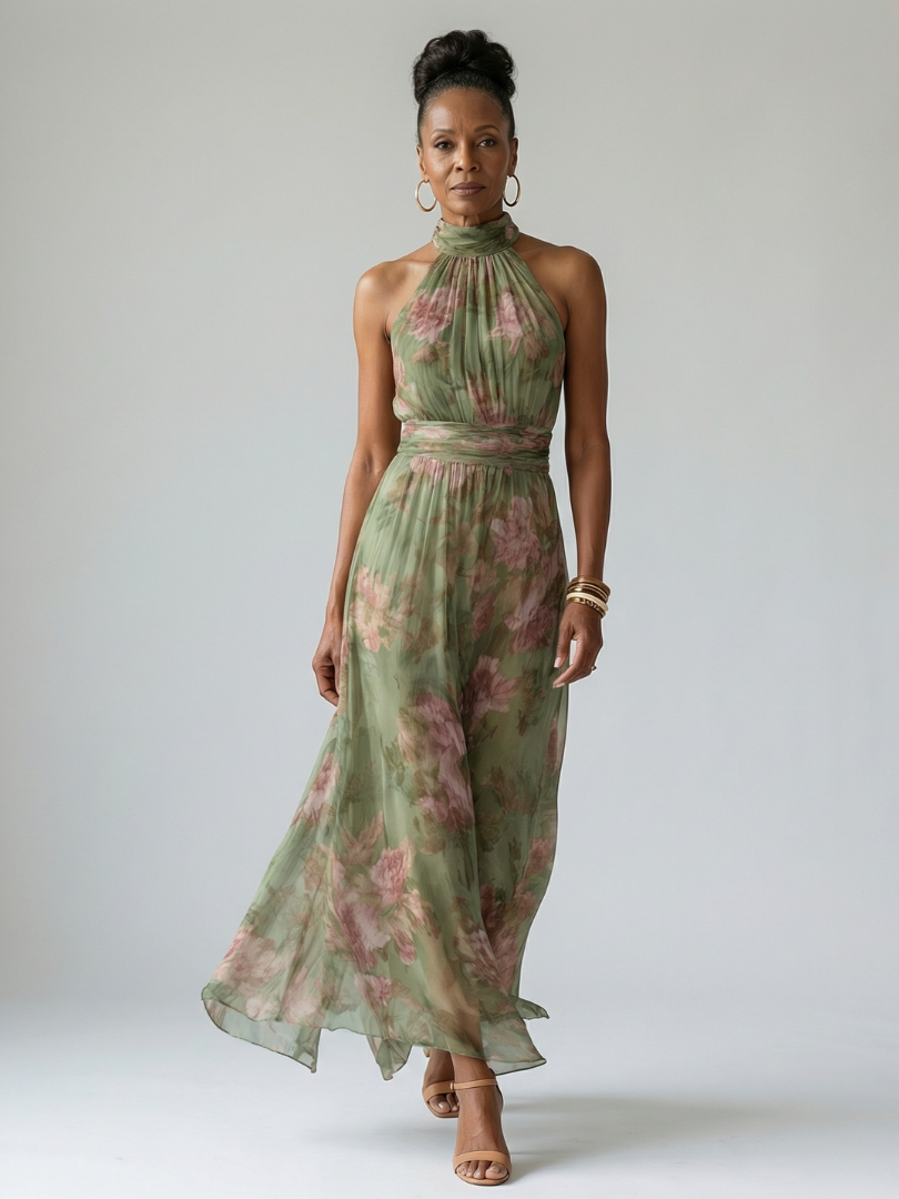 Mirelle | Robe midi à col halter