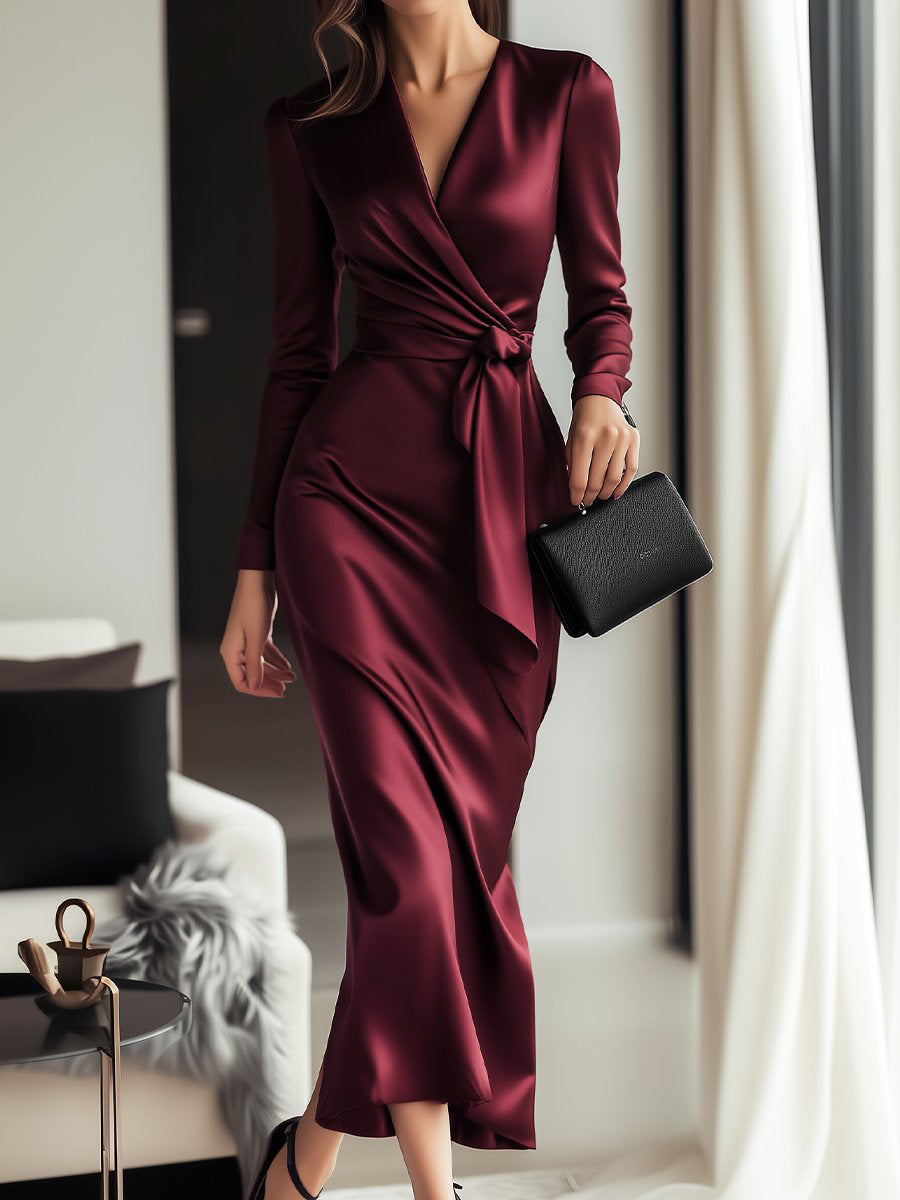 Isabelle™ | Robe portefeuille satinée