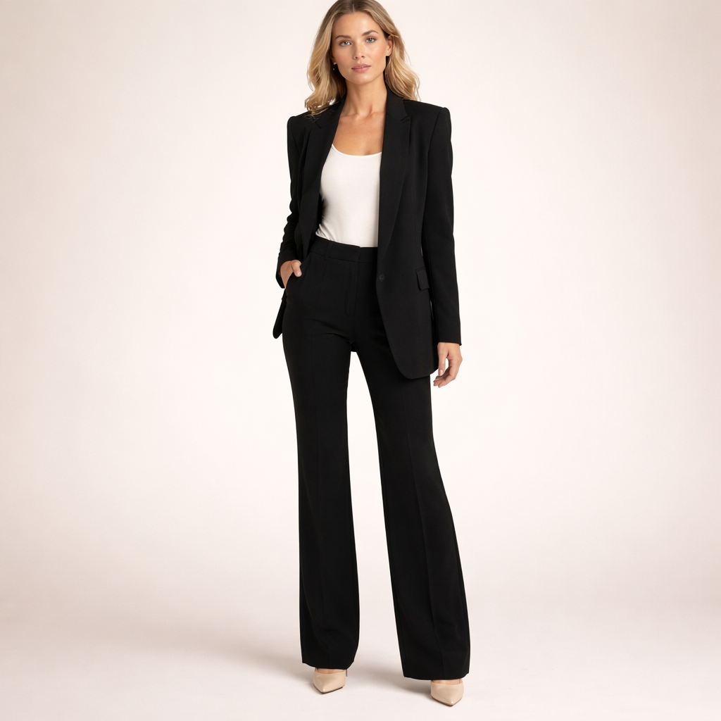 Vanessa | Ensemble tailleur élégant avec pantalons évasés