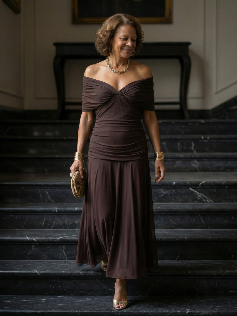 Żaneta | Robe midi à épaules dénudées