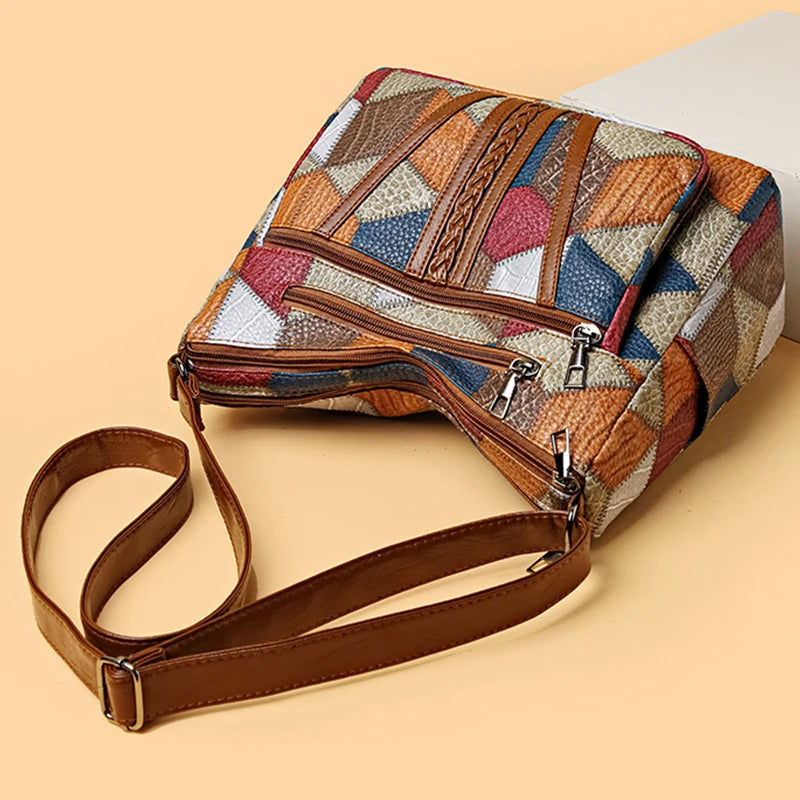 Sylwana – Elegante patchworktas van hoogwaardig veganistisch leer