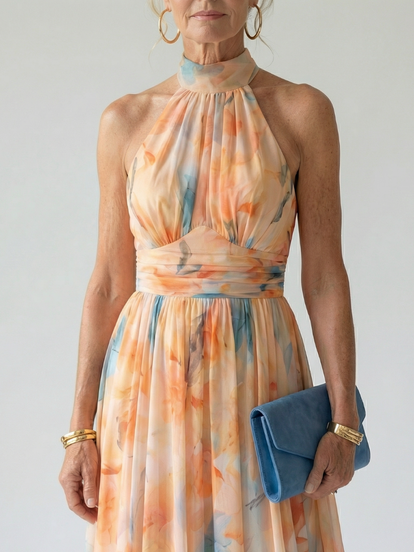 Lena | Robe midi à col halter