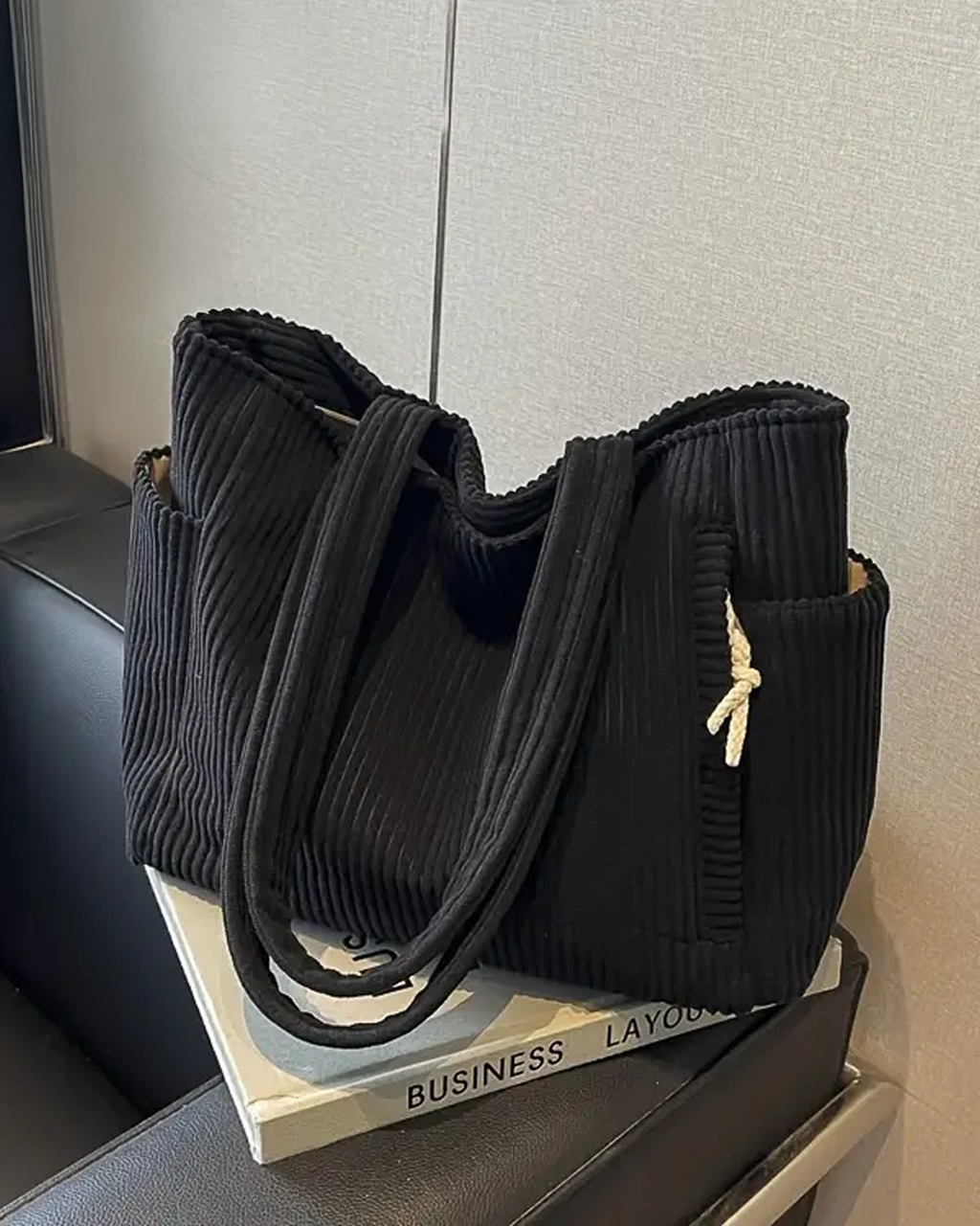 Adalira – Sac tote côtelé avec un cordon décoratif
