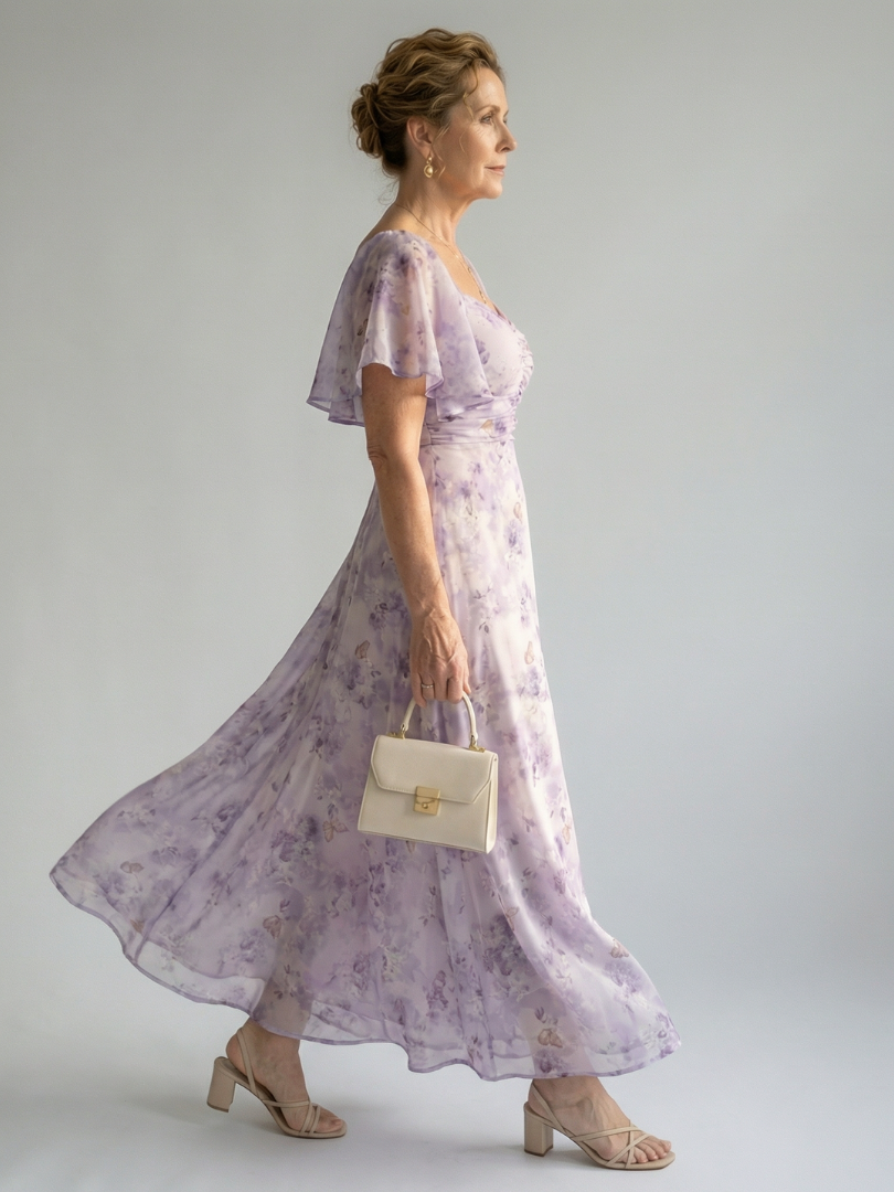 Patrycja | Robe midi à manches volantées