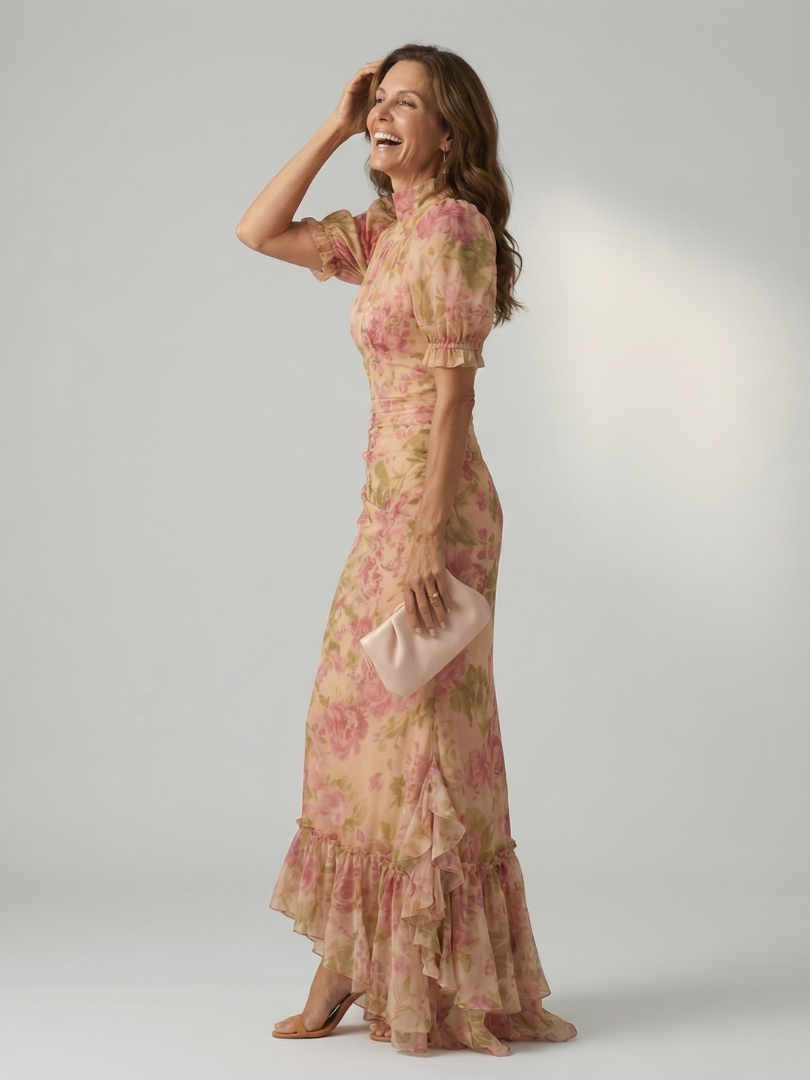 Aleksandra | Robe maxi à encolure haute