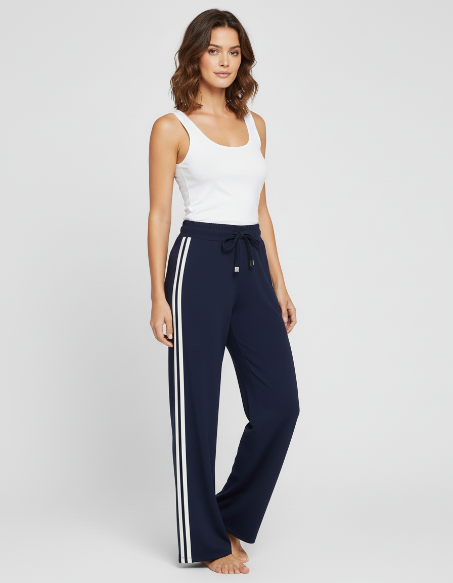 MARTINA™ – Pantalon Bleu Nuit Élégance Fluide