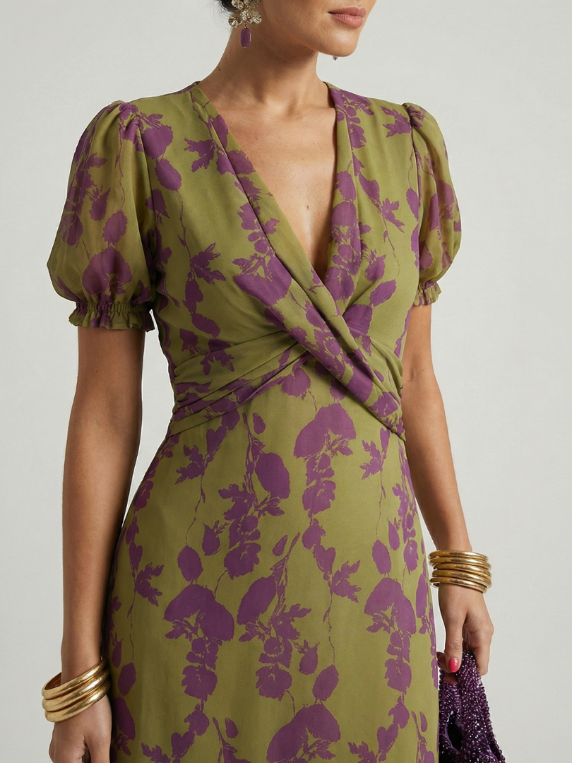 Natalia | Bloemen midi-jurk
