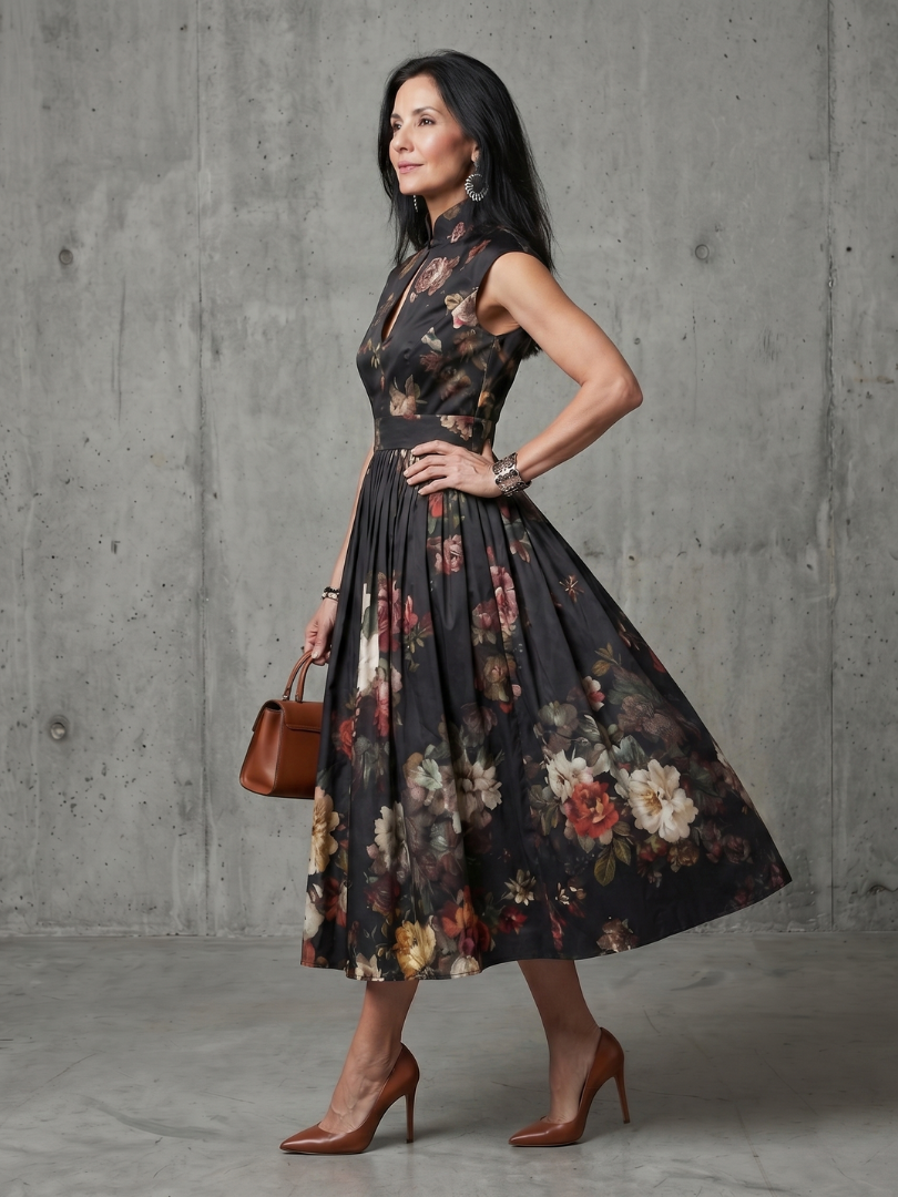 Monika | Robe midi plissée fleurie