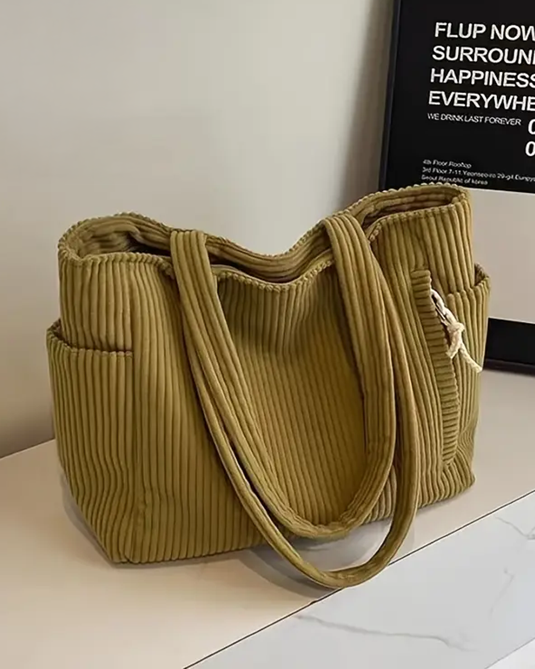 Adalira – Sac tote côtelé avec un cordon décoratif