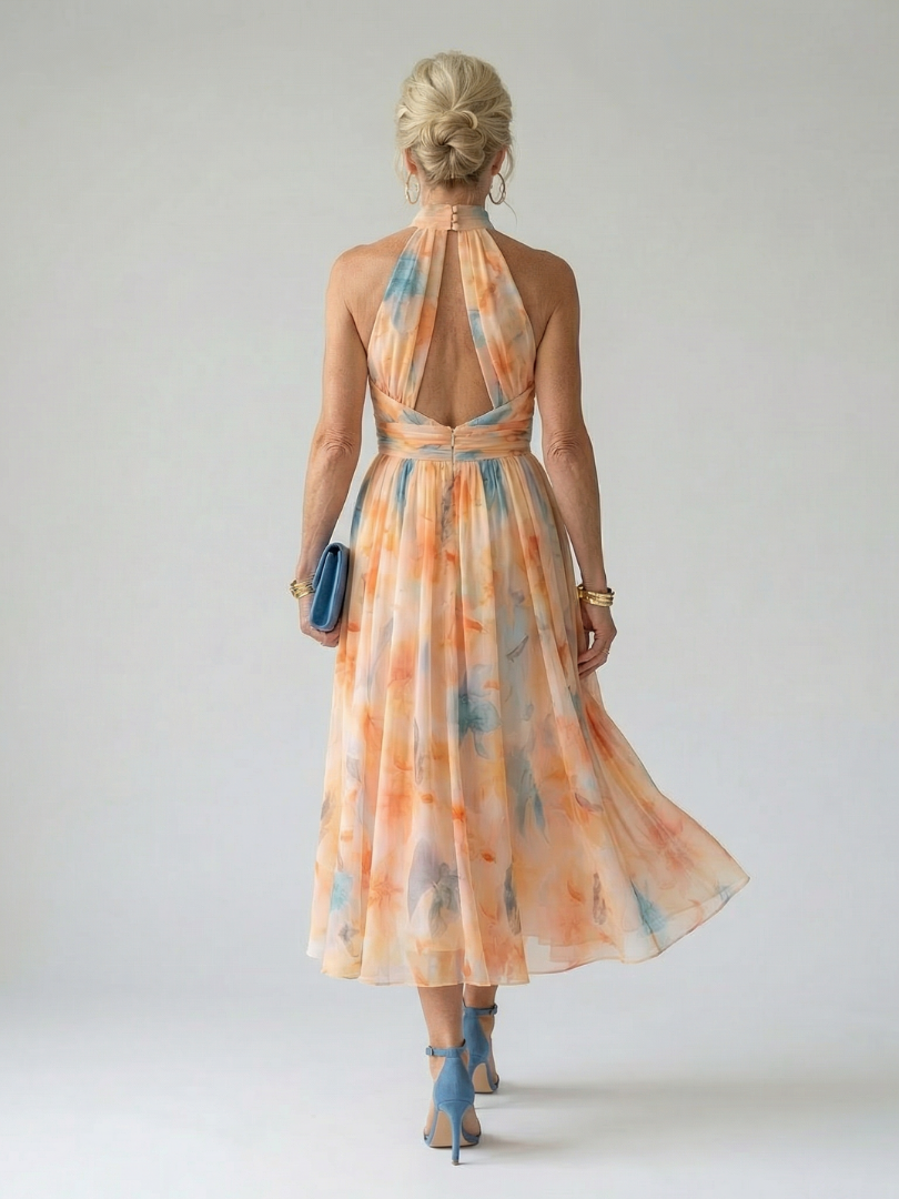 Lena | Robe midi à col halter