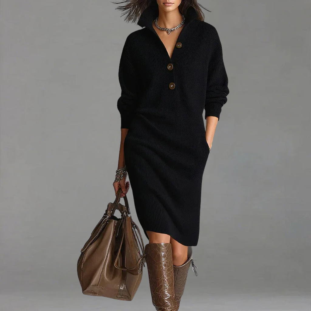 Robe Ada pour femme avec col et boutons