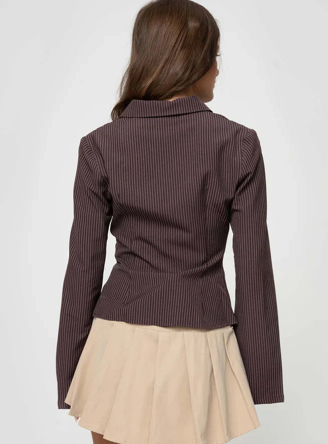 Chemise Anni à Rayures Brun Élégant