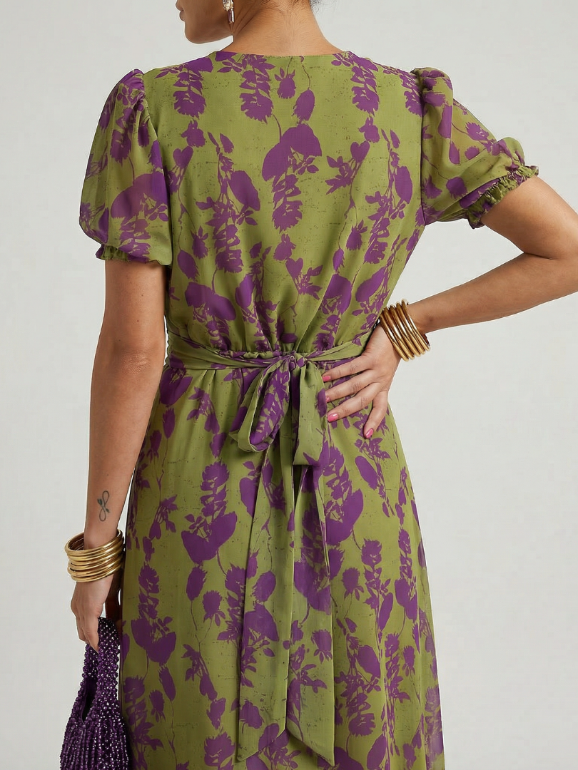 Natalia | Bloemen midi-jurk