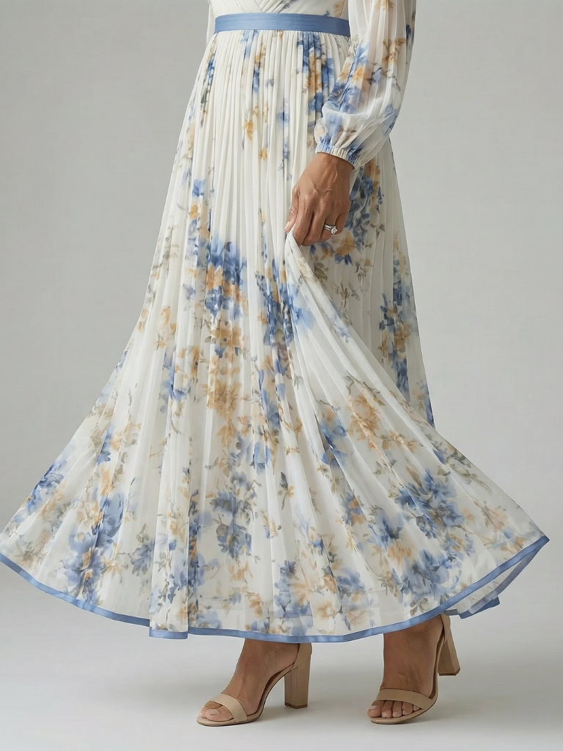 Ewa | Robe portefeuille plissée midi