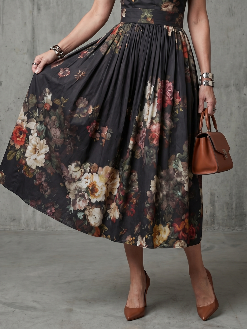 Monika | Robe midi plissée fleurie