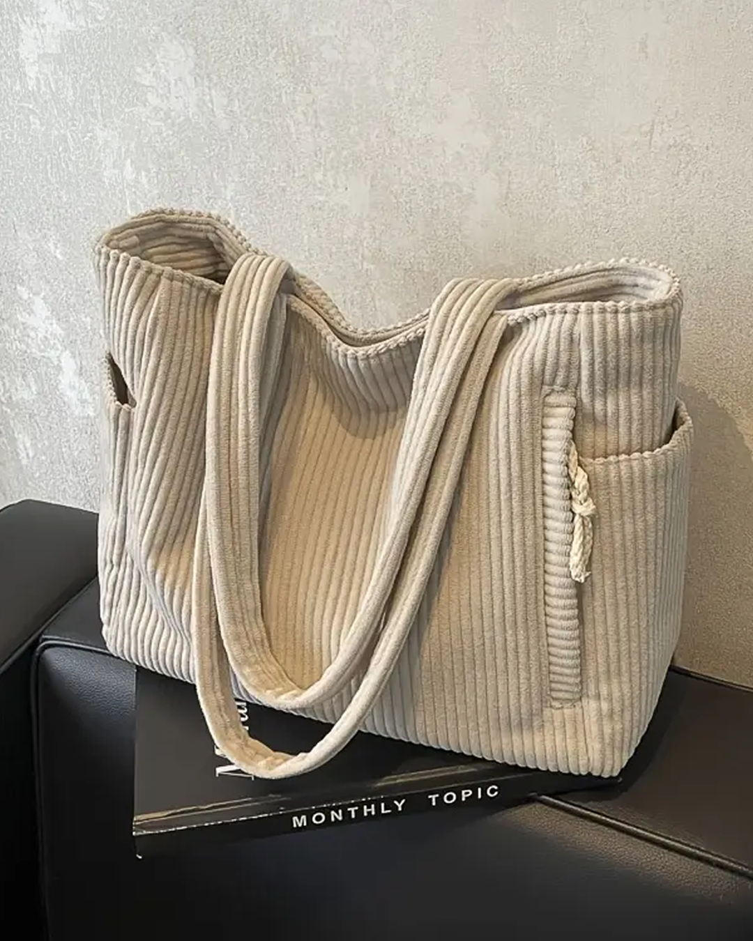 Adalira – Sac tote côtelé avec un cordon décoratif