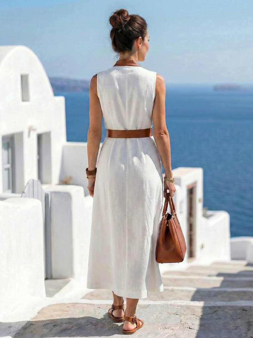 Lidia | Robe midi avec détail contrastant
