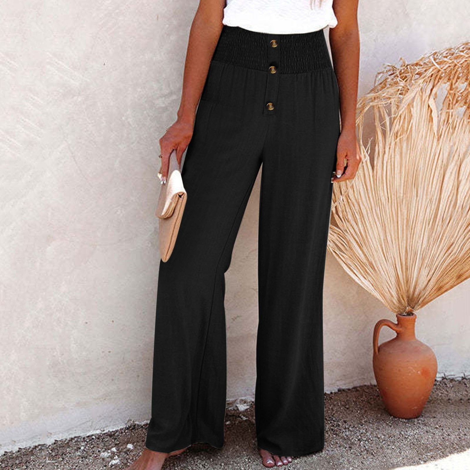 Nikki - Pantalon en lin à taille haute