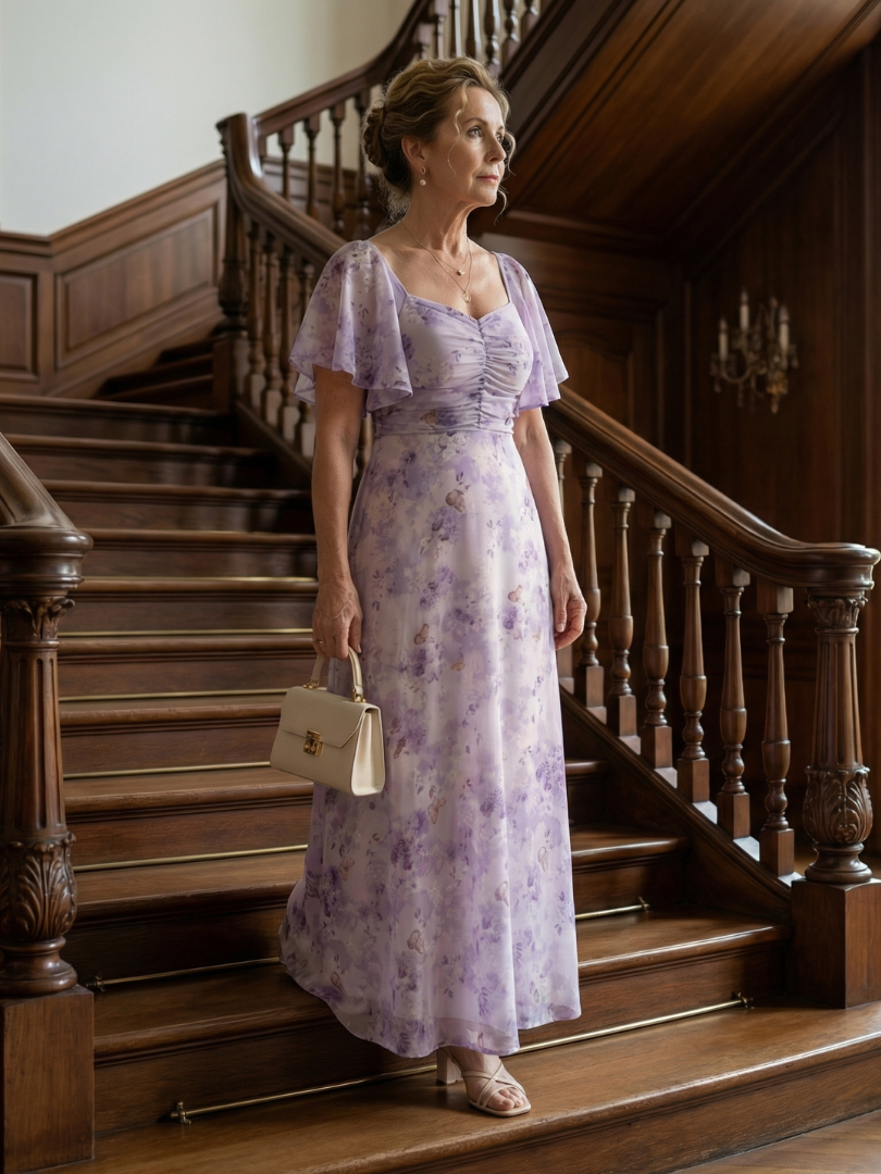 Patrycja | Robe midi à manches volantées