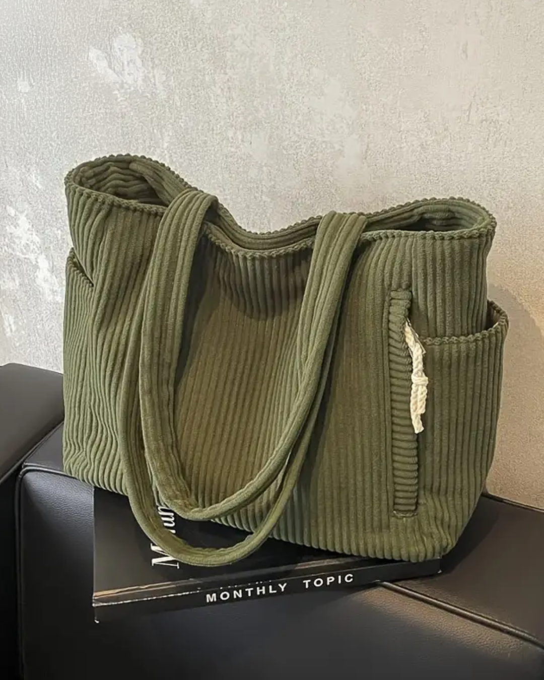 Adalira – Sac tote côtelé avec un cordon décoratif