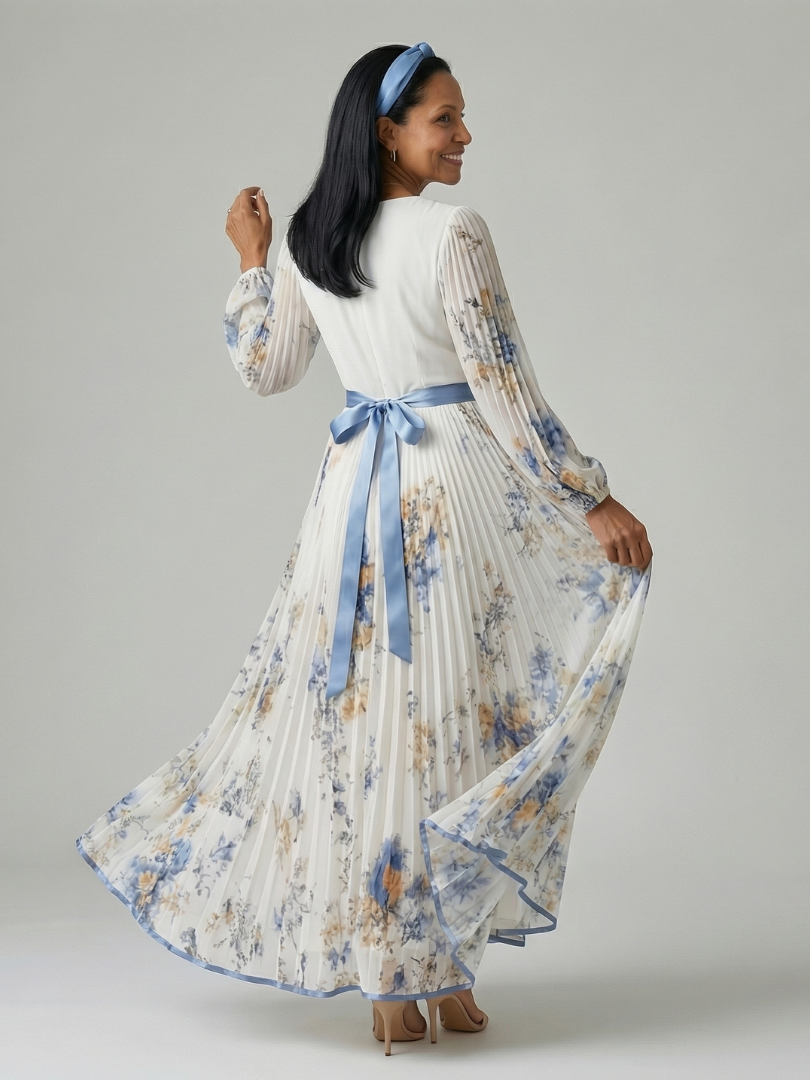 Ewa | Robe portefeuille plissée midi