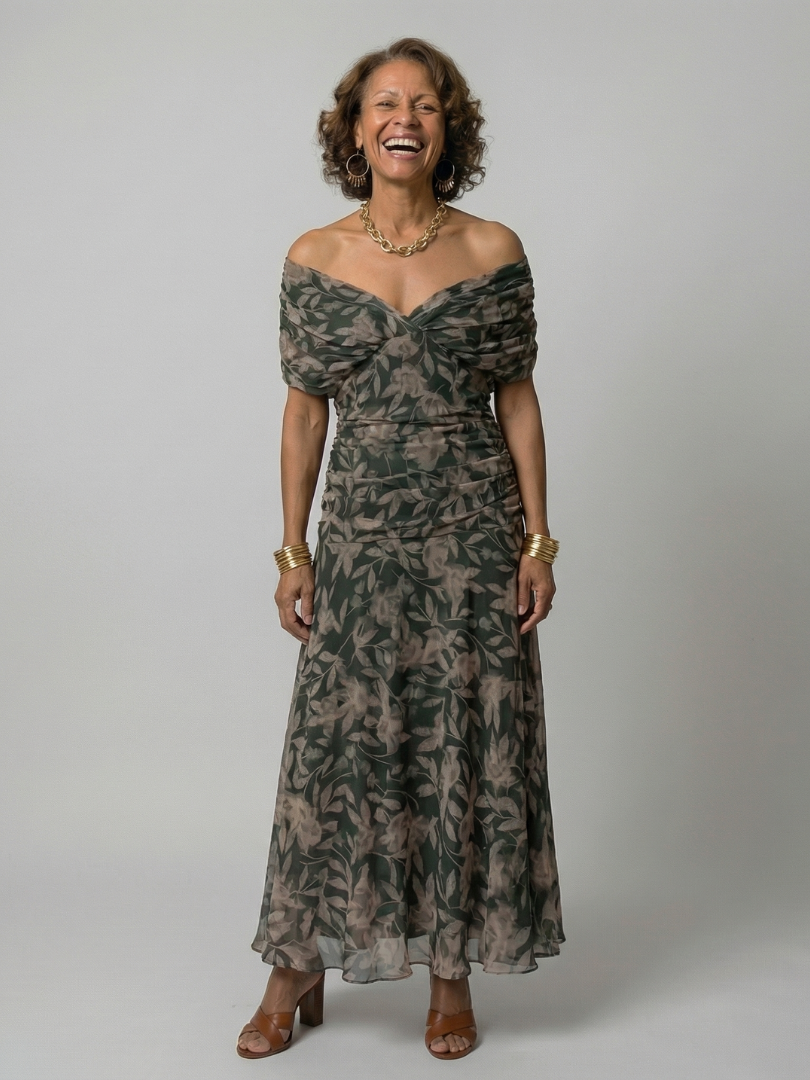 Żaneta | Robe midi à épaules dénudées