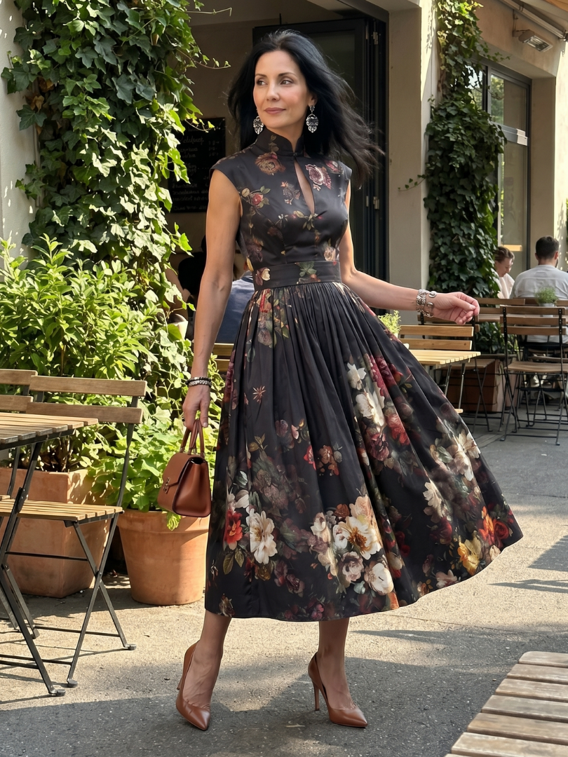 Monika | Robe midi plissée fleurie