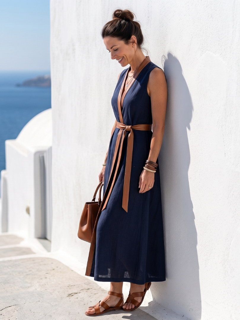 Lidia | Robe midi avec détail contrastant