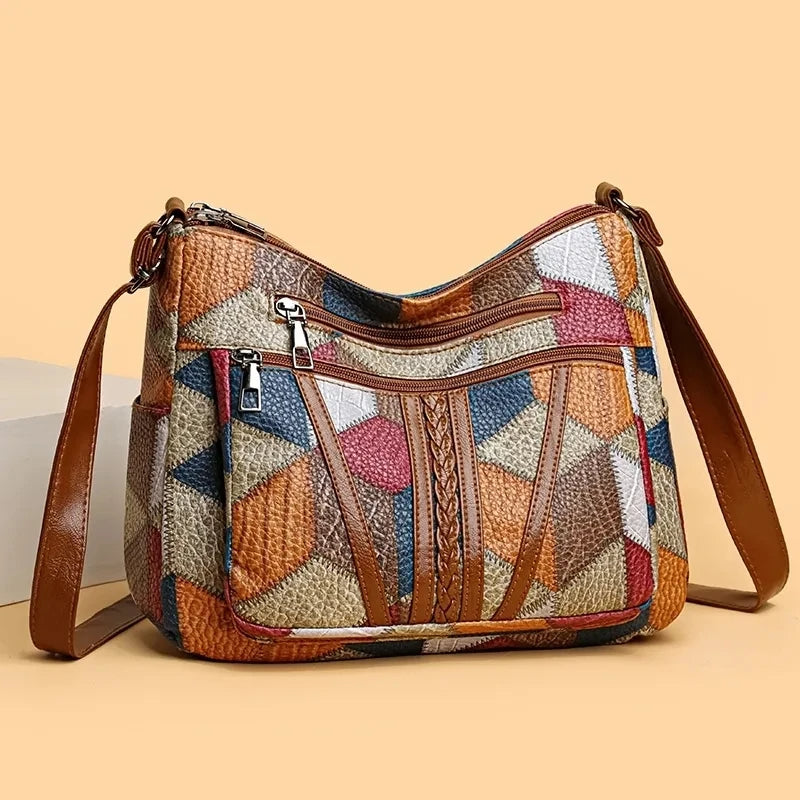 Sylwana – Elegante patchworktas van hoogwaardig veganistisch leer