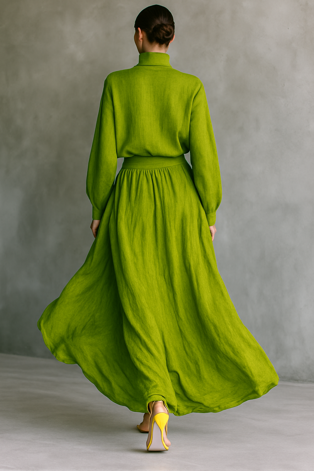 Luxe tweedelige linnen set met hoge taille en losse pasvorm