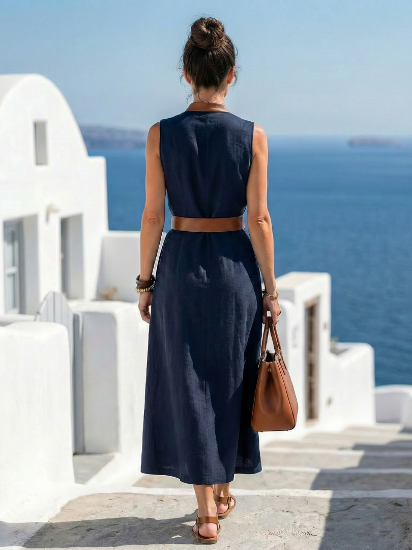 Lidia | Robe midi avec détail contrastant