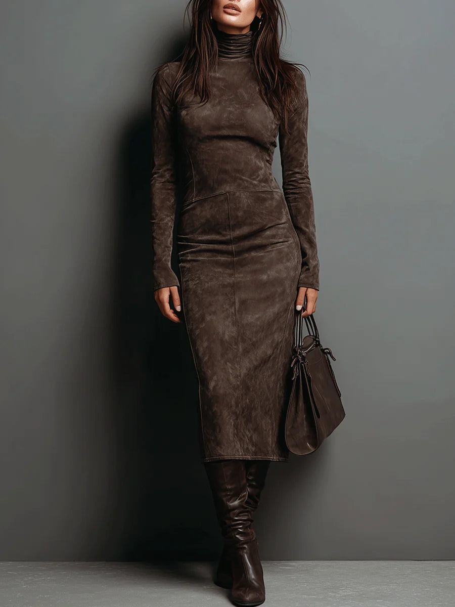 Robe Midi en Suédine – Élégance Intemporelle