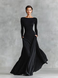 Rubi | Robe Maxi Élégante avec Buste Plissé et Encolure Bateau