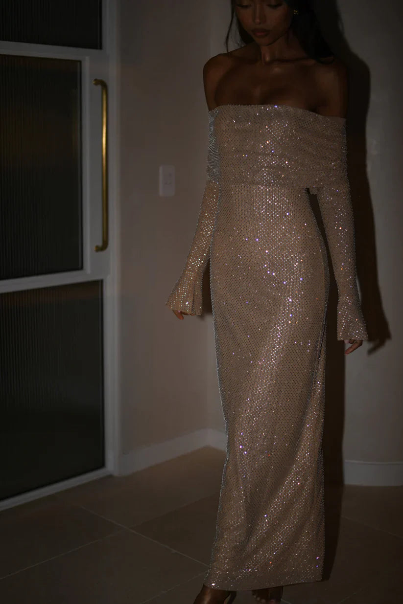 Diamante | Maxi-jurk met blote schouders