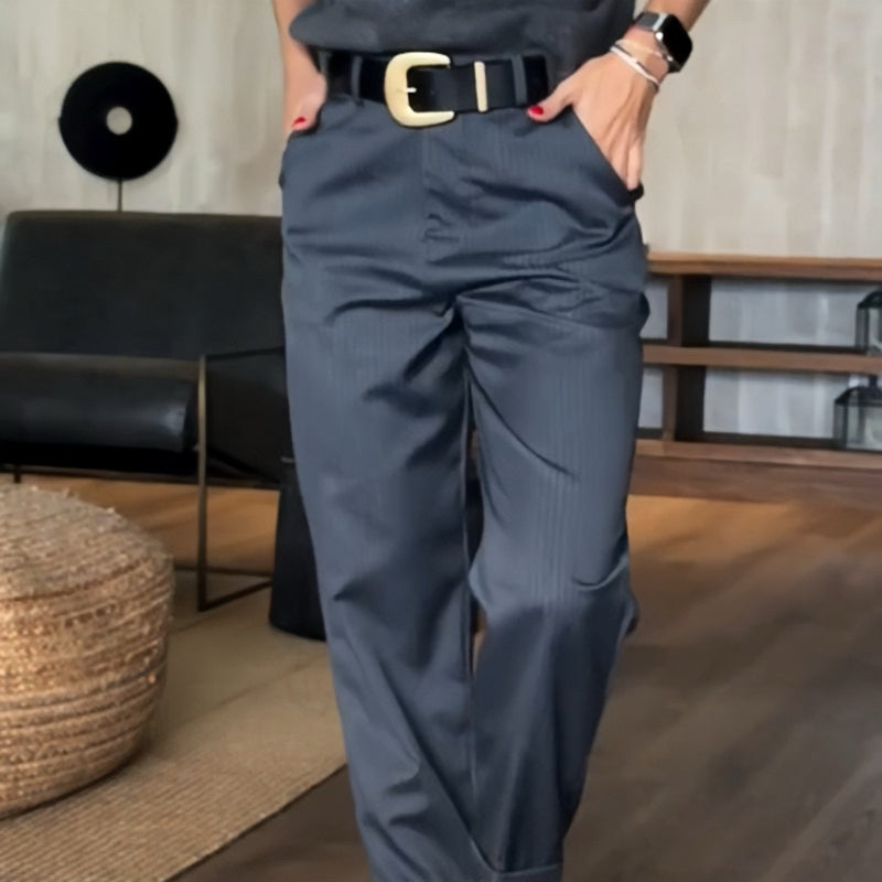 Elvirah | Pantalon blazer casual à taille haute et coupe droite