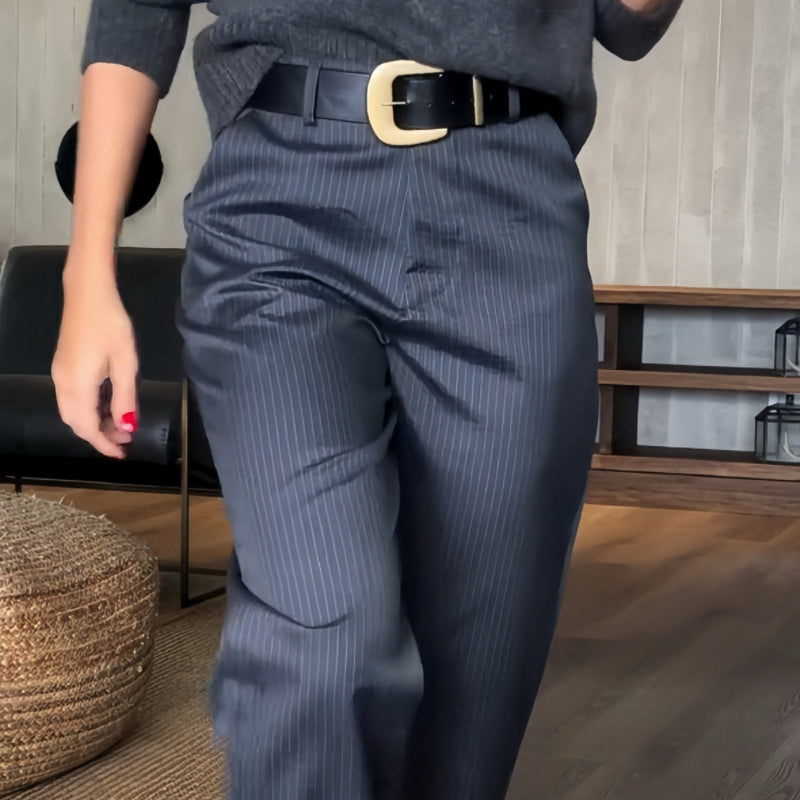 Elvirah | Pantalon blazer casual à taille haute et coupe droite
