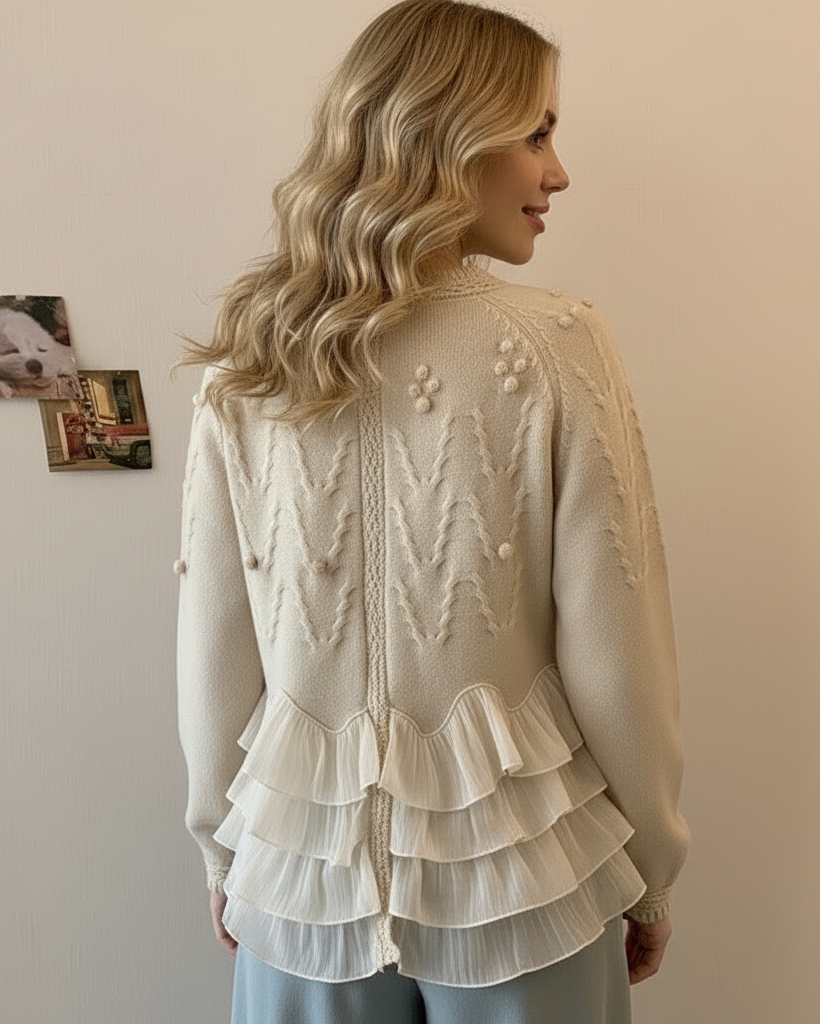 Elegante gebreide cardigan met ruches