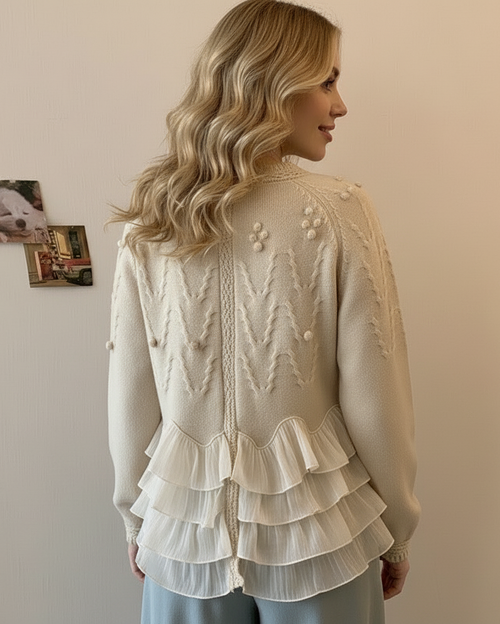 Cardigan élégant en maille avec volants