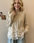 Elegante gebreide cardigan met ruches