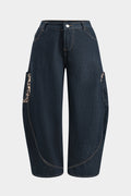 Jeans pour femmes à jambes larges et poches